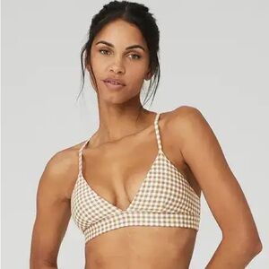 ALO Yoga Checkered Bra - Brown and White